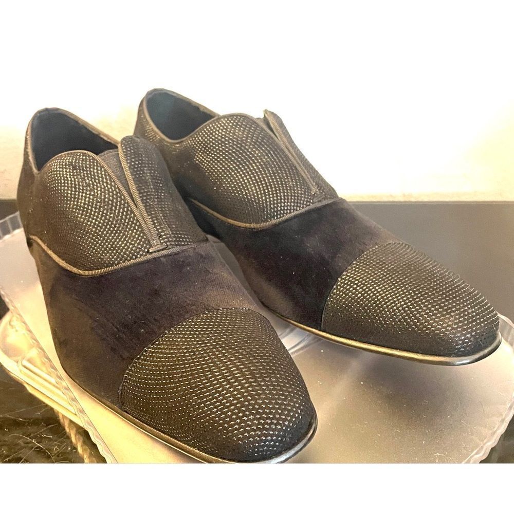 Mezlan Cap Toe Slip On Dress Loafers Men’s Black Velvet Shoes Size 10 M - Picture 4 of 14